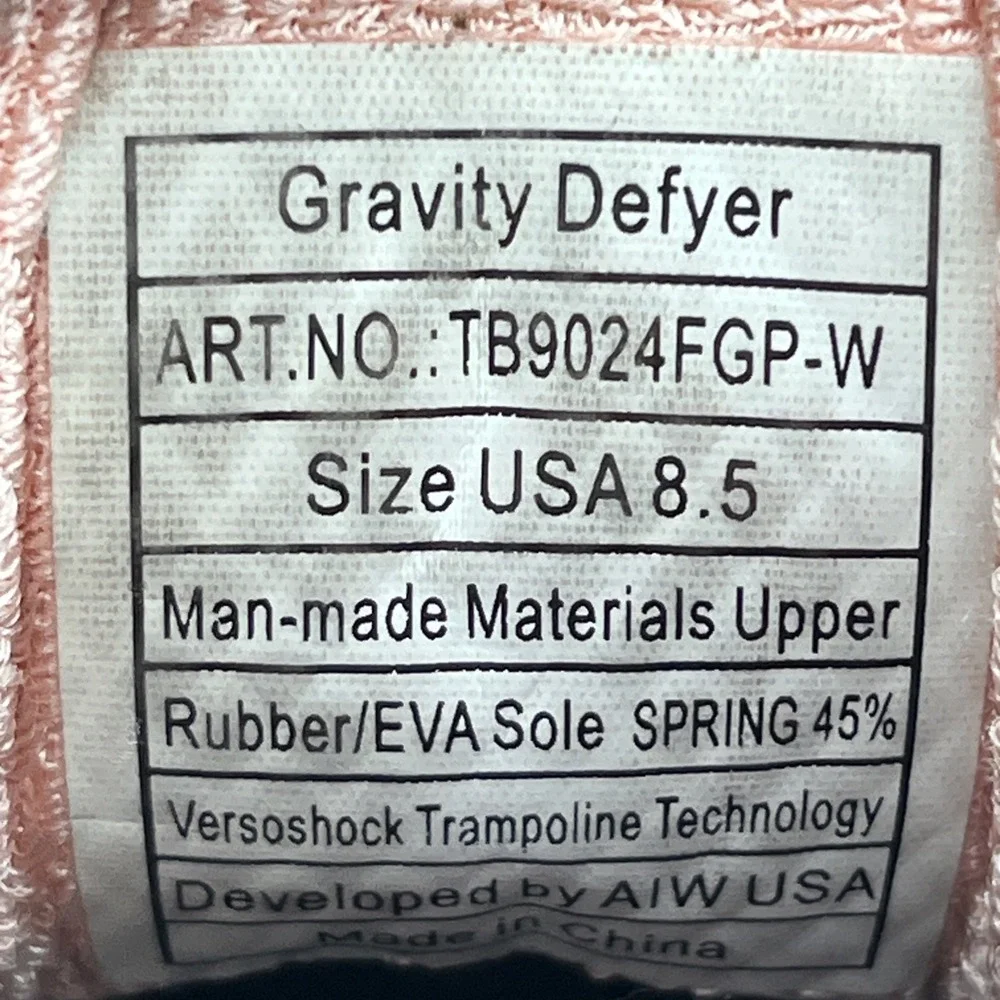 Gravity Defyer GDEFY Mighty Walk Gray Pink Athletic Shoes TB9024FGP Women Sz 8.5